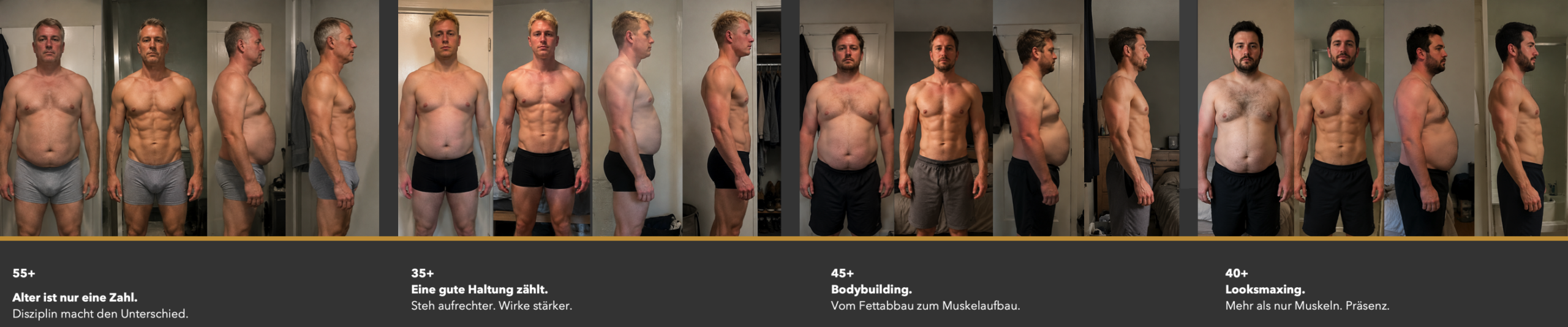 Vorher-Nachher-Transformation eines Kunden von Frank Personal Training