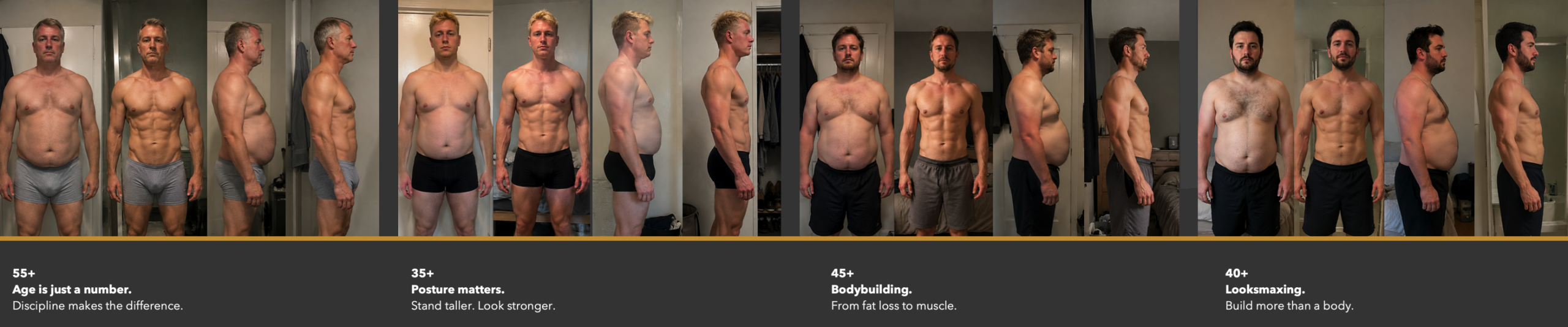 Before and after transformation of a Frank Personal Training client