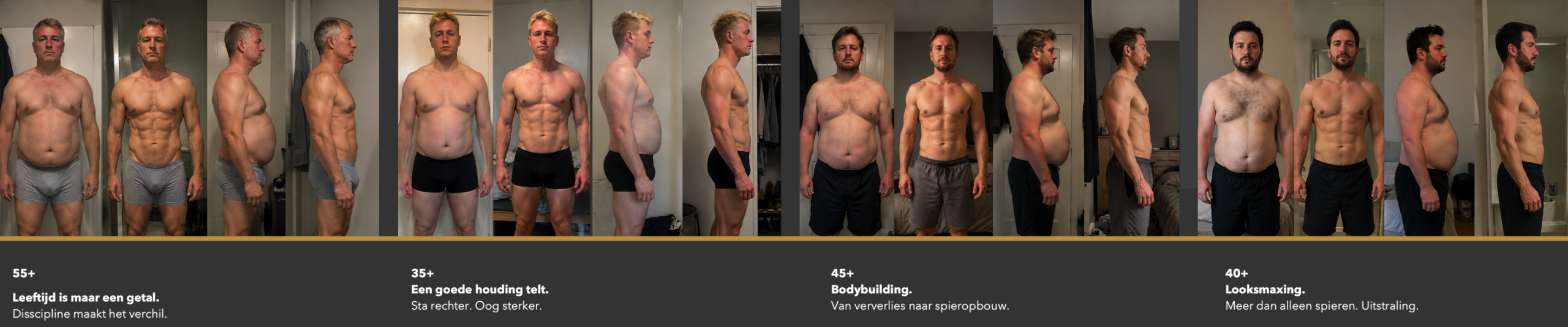 Voor en na transformatie van een cliënt van Frank Personal Training